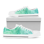 Teal Marble Print White Low Top Sneakers