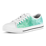 Teal Marble Print White Low Top Sneakers