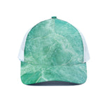 Teal Marble Print White Mesh Trucker Cap