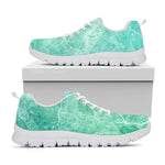 Teal Marble Print White Running Shoes