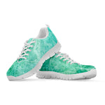 Teal Marble Print White Running Shoes