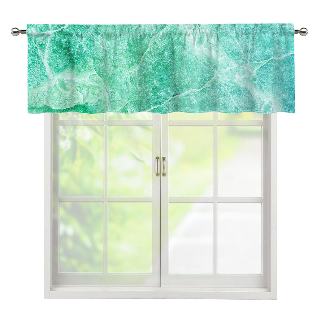 Teal Marble Print Window Valance