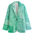Teal Marble Print Women's Cotton Blazer