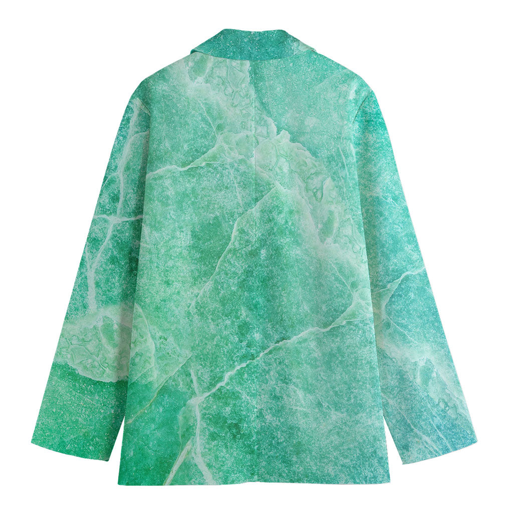Teal Marble Print Women's Cotton Blazer