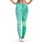 Teal Marble Print Women's Leggings
