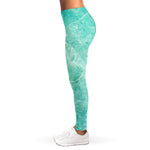 Teal Marble Print Women's Leggings
