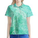Teal Marble Print Women's Polo Shirt