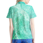 Teal Marble Print Women's Polo Shirt