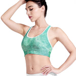 Teal Marble Print Women's Sports Bra