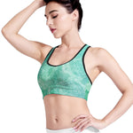 Teal Marble Print Women's Sports Bra