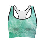 Teal Marble Print Women's Sports Bra