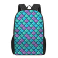 Teal Mermaid Scales Pattern Print 17 Inch Backpack