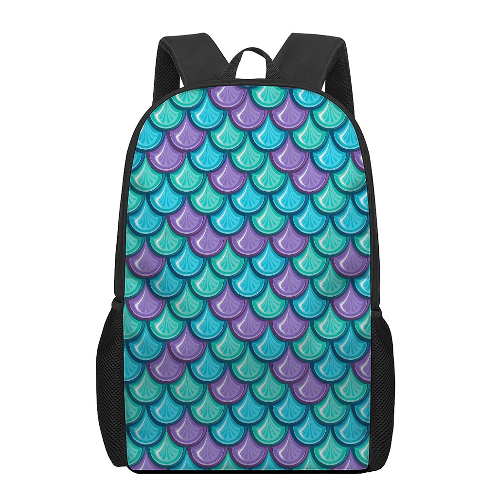 Teal Mermaid Scales Pattern Print 17 Inch Backpack