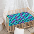 Teal Mermaid Scales Pattern Print Baby Crib Sheet