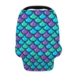 Teal Mermaid Scales Pattern Print Baby Seat Cover
