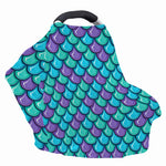 Teal Mermaid Scales Pattern Print Baby Seat Cover