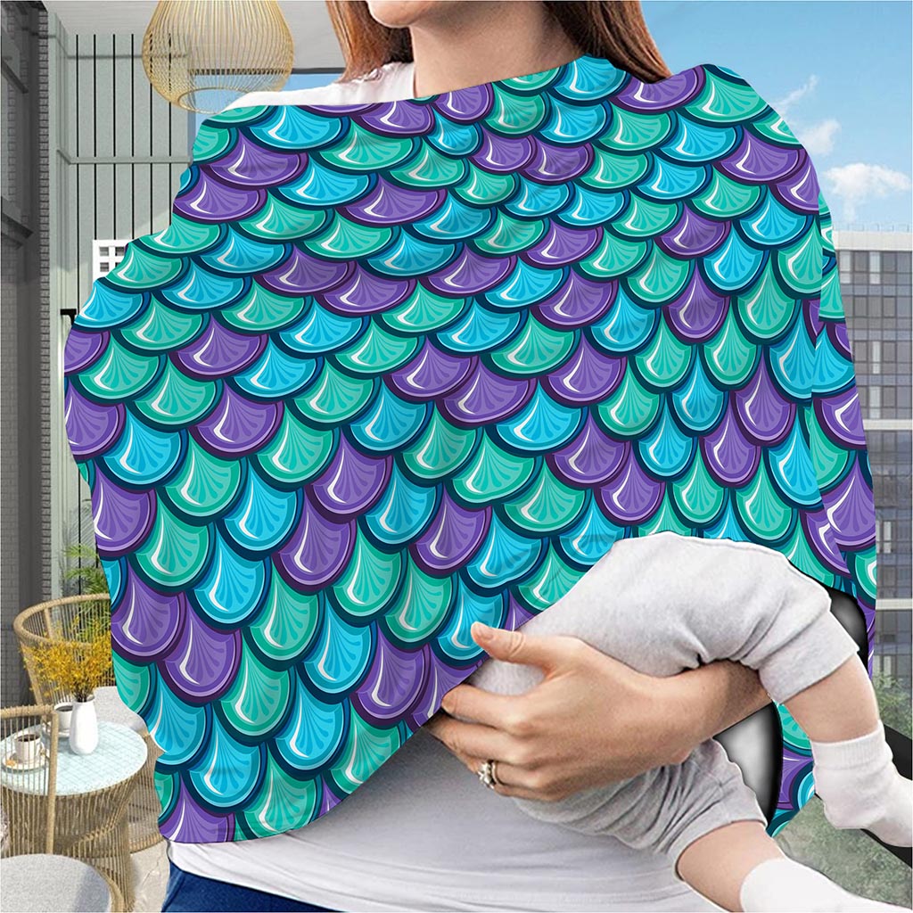 Teal Mermaid Scales Pattern Print Baby Seat Cover