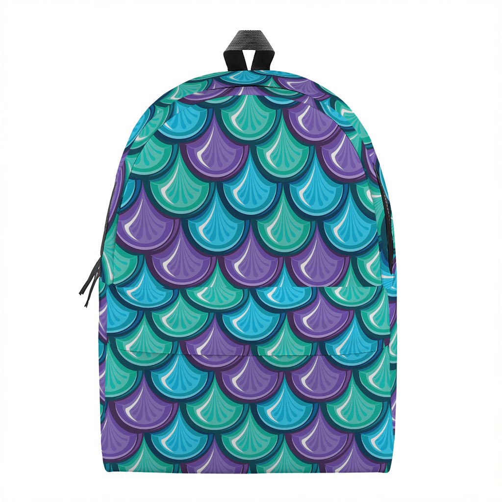 Teal Mermaid Scales Pattern Print Backpack