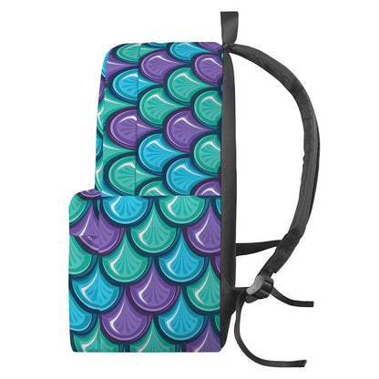 Teal Mermaid Scales Pattern Print Backpack