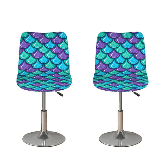 Teal Mermaid Scales Pattern Print Bar Stool Covers