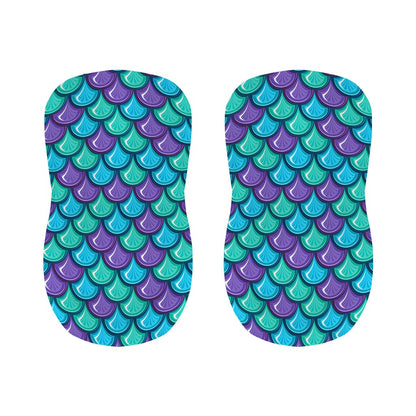 Teal Mermaid Scales Pattern Print Bar Stool Covers