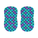 Teal Mermaid Scales Pattern Print Bar Stool Covers