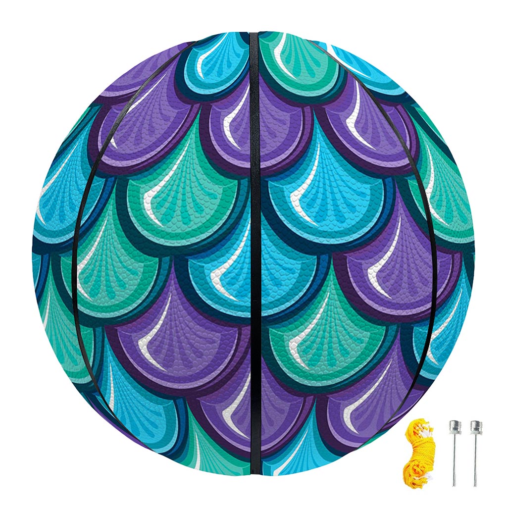 Teal Mermaid Scales Pattern Print Basketball