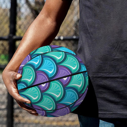 Teal Mermaid Scales Pattern Print Basketball