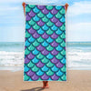 Teal Mermaid Scales Pattern Print Beach Towel