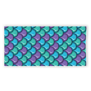 Teal Mermaid Scales Pattern Print Beach Towel