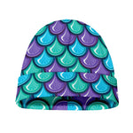 Teal Mermaid Scales Pattern Print Beanie