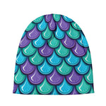 Teal Mermaid Scales Pattern Print Beanie