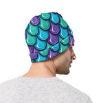 Teal Mermaid Scales Pattern Print Beanie