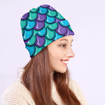 Teal Mermaid Scales Pattern Print Beanie