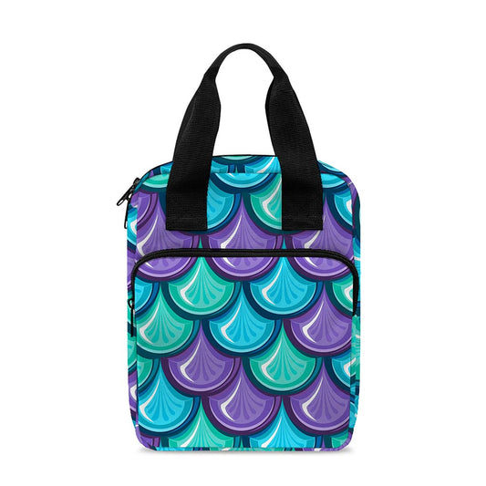 Teal Mermaid Scales Pattern Print Bible Tote Bag