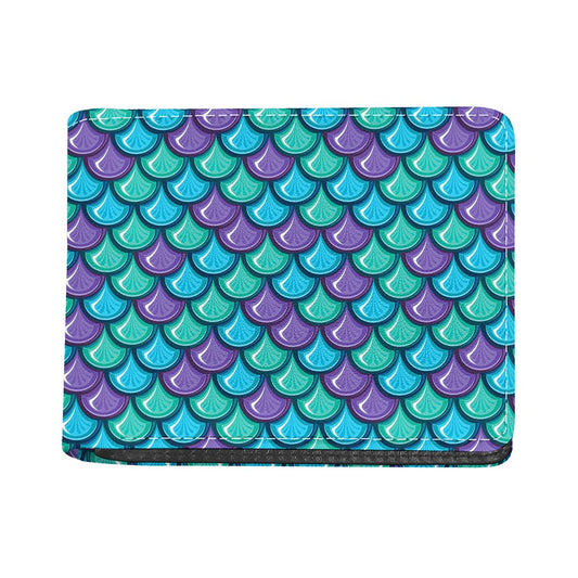 Teal Mermaid Scales Pattern Print Bifold Wallet