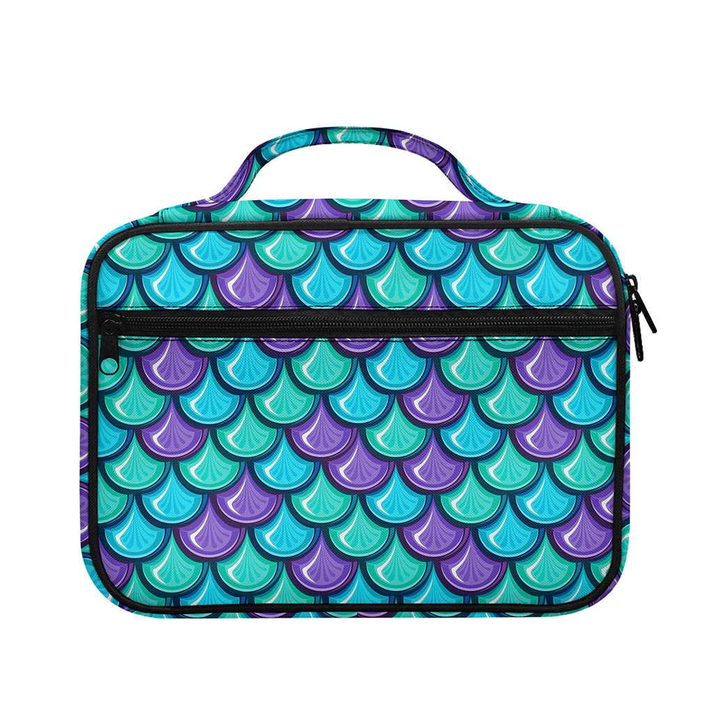 Teal Mermaid Scales Pattern Print Briefcase Bible Bag