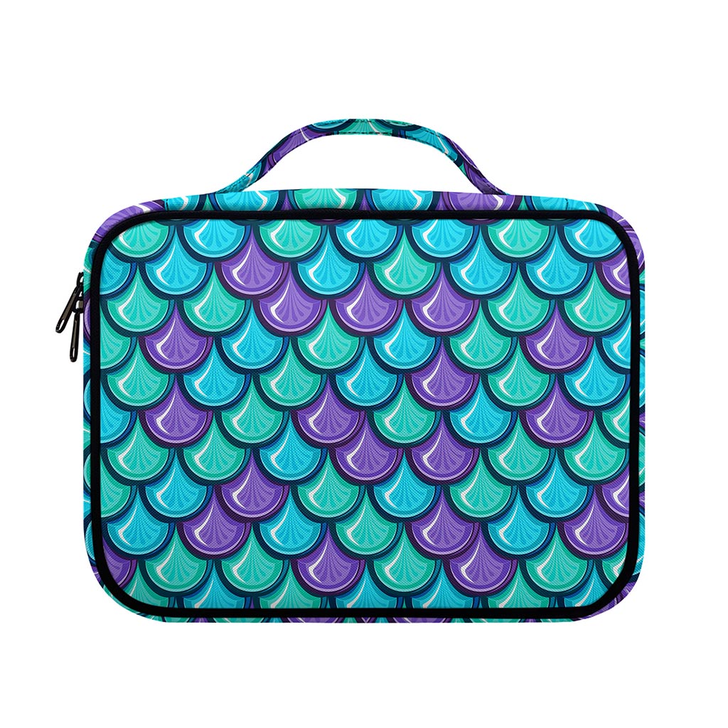Teal Mermaid Scales Pattern Print Briefcase Bible Bag