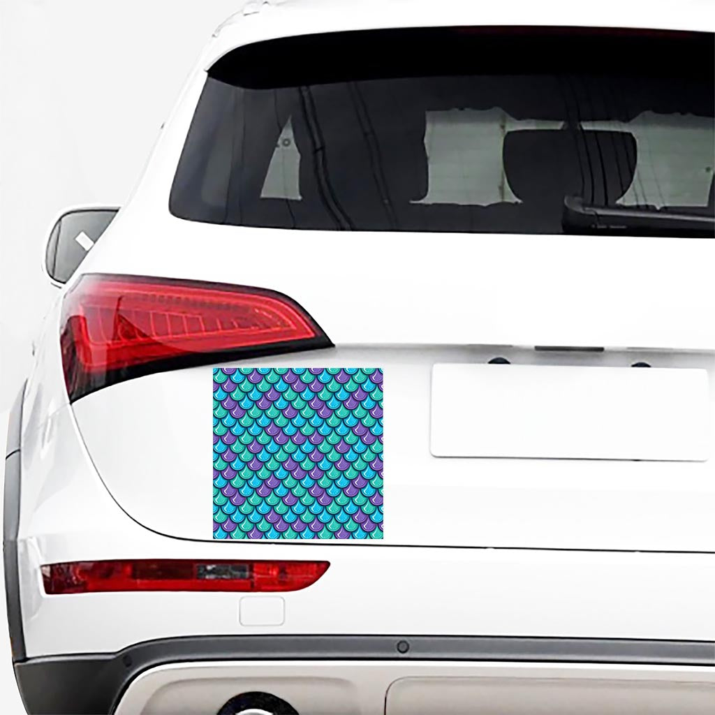 Teal Mermaid Scales Pattern Print Car Sticker