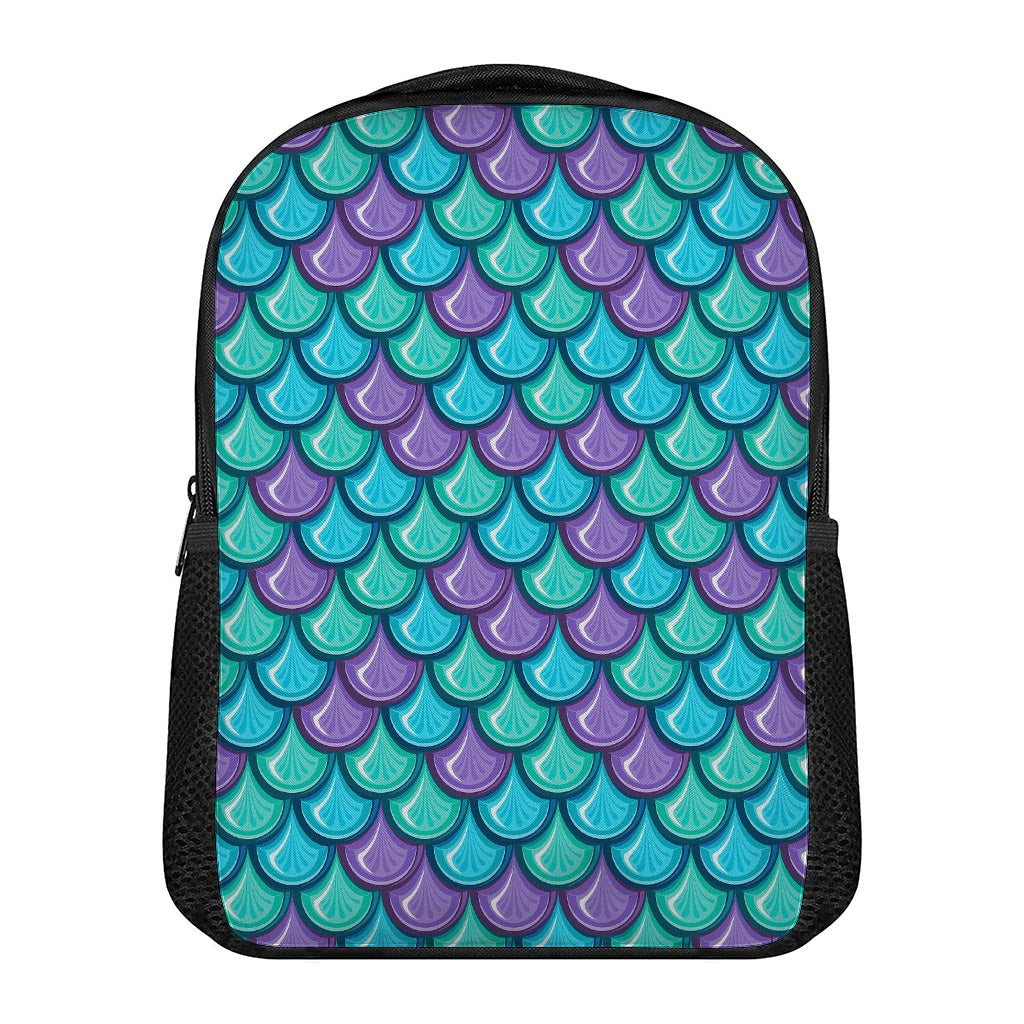 Teal Mermaid Scales Pattern Print Casual Backpack