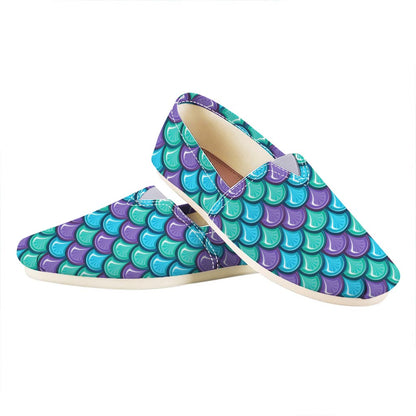 Teal Mermaid Scales Pattern Print Casual Shoes