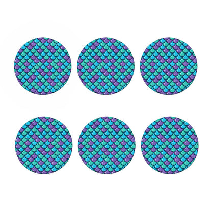 Teal Mermaid Scales Pattern Print Coaster Set