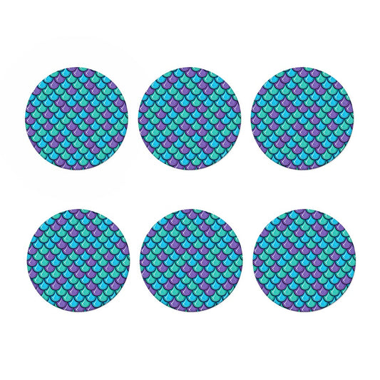 Teal Mermaid Scales Pattern Print Coaster Set