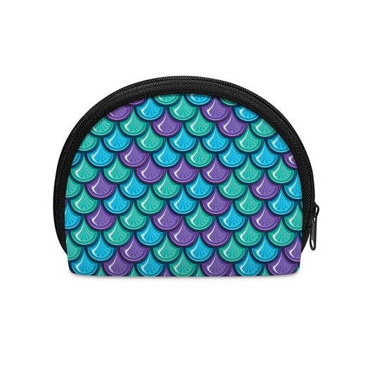 Teal Mermaid Scales Pattern Print Coin Purse