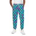 Teal Mermaid Scales Pattern Print Cotton Sweatpants