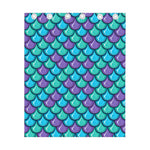 Teal Mermaid Scales Pattern Print Curtain