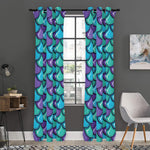 Teal Mermaid Scales Pattern Print Curtain