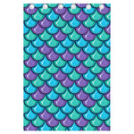 Teal Mermaid Scales Pattern Print Curtain