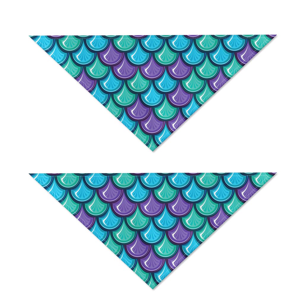 Teal Mermaid Scales Pattern Print Dog Bandana