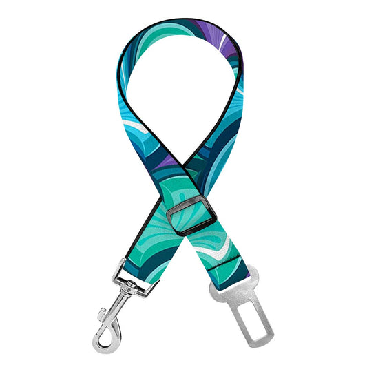 Teal Mermaid Scales Pattern Print Dog Seat Belt
